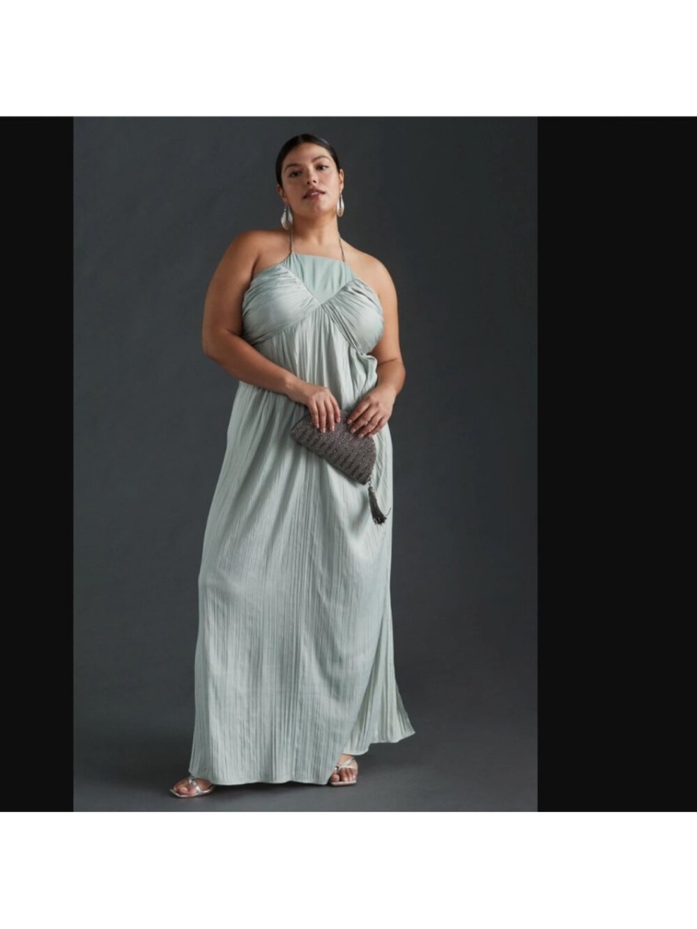 Anthropologie Sage Halter Pleated Maxi Dress - Size XL